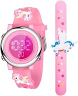 🦄 cute 3d cartoon waterproof unicorn kids watch with silicone wristband - digital toddler wrist watch | 7 color lights, alarm & stopwatch | perfect christmas gift for girls 3-10 years logo