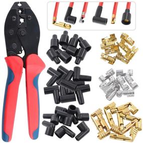 img 4 attached to 🔧 Glarks 25 Piece Ratchet Spark Plug Wire Crimper with 180°/90°/Straight Spark Plug Coil Terminal Boots Set - Ideal for Crimping and Stripping Spark Plug Ignition Wire