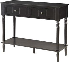 img 3 attached to 🖤 Black French Country Two Drawer Hall Table by Convenience Concepts