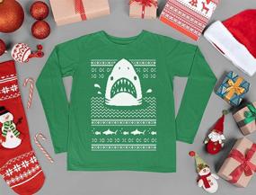 img 1 attached to 🐟 Merry Fishmas Kids Sweatshirt - Jawlly Ugly Christmas Sweater, Long Sleeve Tshirt