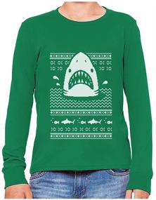 img 4 attached to 🐟 Merry Fishmas Kids Sweatshirt - Jawlly Ugly Christmas Sweater, Long Sleeve Tshirt