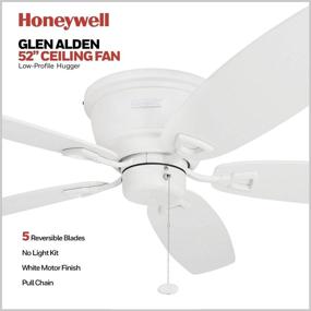 img 3 attached to 🔵 Honeywell Glen Alden Flush Mount Ceiling Fan - White, 52-Inch Low Profile Hugger for Enhanced SEO