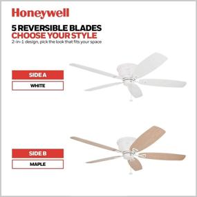 img 1 attached to 🔵 Honeywell Glen Alden Flush Mount Ceiling Fan - White, 52-Inch Low Profile Hugger for Enhanced SEO