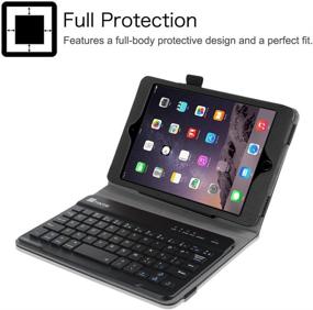 img 1 attached to 🔌 Fintie Keyboard Case for iPad Mini 1/2/3 - Premium PU Leather Folio Stand Cover with Bluetooth Keyboard - Black