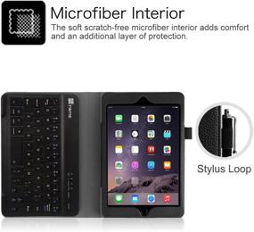 img 2 attached to 🔌 Fintie Keyboard Case for iPad Mini 1/2/3 - Premium PU Leather Folio Stand Cover with Bluetooth Keyboard - Black