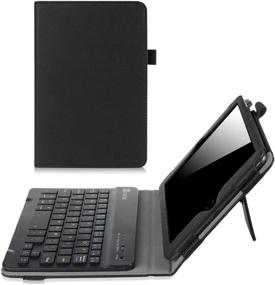 img 4 attached to 🔌 Fintie Keyboard Case for iPad Mini 1/2/3 - Premium PU Leather Folio Stand Cover with Bluetooth Keyboard - Black