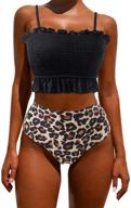 omkagi bandeau shirred swimsuit with high waist for women's swimsuits & cover ups logo