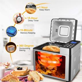 img 1 attached to 🍞 Programmable Stainless Steel Bread Maker - 25 Functions, 2LB Capacity, Nonstick Ceramic Pan, Button Controls, 15H Delay Timer, 1H Keep Warm, 3 Loaf Sizes/Colors