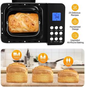 img 2 attached to 🍞 Programmable Stainless Steel Bread Maker - 25 Functions, 2LB Capacity, Nonstick Ceramic Pan, Button Controls, 15H Delay Timer, 1H Keep Warm, 3 Loaf Sizes/Colors