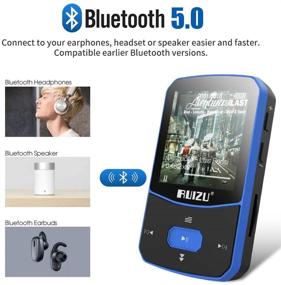 img 3 attached to Музыкальный проигрыватель Bluetooth 5.0 с объемом памяти 16 ГБ, потерь музыкального качества, FM-радио, голосовым записывающим устройством, воспроизведением видео и наушниками для бега - поддерживает до 128 ГБ (синий)