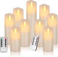 vickiss flameless candles battery operated candles ivory real wax pillar led candles with 10-key remote and cycling 24 hours timer (ivory set of 9) logo