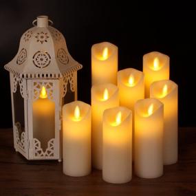 img 3 attached to Vickiss Flameless Candles Battery Operated Candles Ivory Real Wax Pillar LED Candles With 10-Key Remote And Cycling 24 Hours Timer (Ivory Set Of 9)