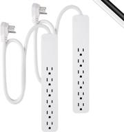 💡 ge pro 6-outlet surge protector 2 pack - 2 ft extension cord, 620 joules power strip - flat plug, integrated circuit breaker - wall mount (white, ul listed) logo