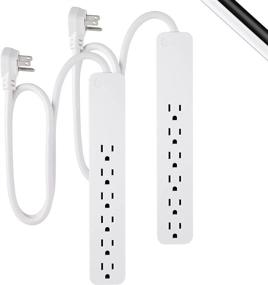 img 4 attached to 💡 GE Pro 6-Outlet Surge Protector 2 Pack - 2 Ft Extension Cord, 620 Joules Power Strip - Flat Plug, Integrated Circuit Breaker - Wall Mount (White, UL Listed)