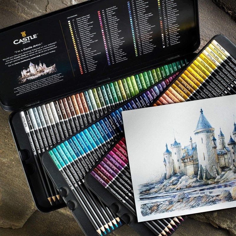 Castle Art Supplies castle art supplies 72 watercolor pencils set, vibrant  pigments for blending, drawing and painting