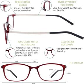 img 2 attached to 👓 Umizato Ultra Lightweight Blue Light Blocking Glasses - Computer Gaming for Men Women - Sleek Minimalist Design, Anti-Glare UV Filter Blocker, Relieve Eye Strain, Migraine, Light Sensitivity (Red Orion)