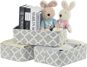 img 4 attached to ELONG HOME Fabric Storage Baskets, 3 Pack - Small Grey Baskets for Organizing Drawers & Closets