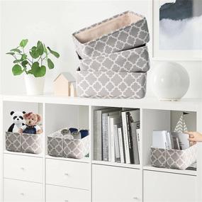 img 3 attached to ELONG HOME Fabric Storage Baskets, 3 Pack - Small Grey Baskets for Organizing Drawers & Closets