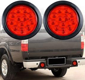 img 3 attached to 🚦 Astra Depot 2pcs RED 4" Round 12 LED Brake Stop Tail Light: Grommet Plug for Truck, Trailer, RV, UTE, UTV - High Visibility and Reliable Safety