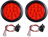 🚦 astra depot 2pcs red 4" round 12 led brake stop tail light: grommet plug for truck, trailer, rv, ute, utv - high visibility and reliable safety logo