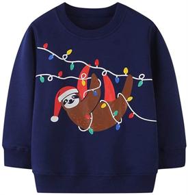 img 4 attached to 🎄 Christmas Sweater Shirts for Toddler Boys and Girls – Baby Long Sleeve Reindeer Xmas Pullover Tops (2-7 Years)