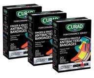 curad performance series ironman finger and knuckle antibacterial bandages, 😷 extreme hold adhesive technology, fabric bandages, 20 count (pack of 3) логотип