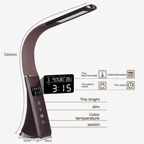 img 3 attached to 🔦 OMaggie LED Desk Lamp: Eye-Caring Table Light with Calendar Thermometer, Alarm Clock, and Touch Control – Dimmable, 3 Modes, 5 Levels