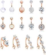 💎 jstyle 14pcs belly button rings for women girls stainless steel reverse navel rings curved barbell cz body piercing jewelry 14g logo