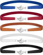 👗 jovitec women's 5-piece skinny elastic waist belt set - retro stretch cinch thin belt with metal buckle (style a) logo