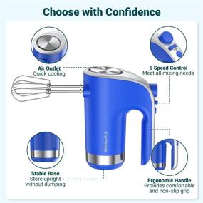 img 3 attached to Elechomes Hand Mixer Electric: 5-Speed Turbo Boost, Anti-Splash, Easy Eject Button, True Stainless Steel Dough Hooks Whisk Beaters - Blue