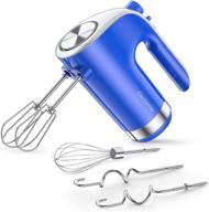 elechomes hand mixer electric: 5-speed turbo boost, anti-splash, easy eject button, true stainless steel dough hooks whisk beaters - blue логотип