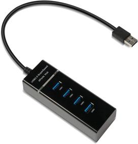 img 4 attached to 💻 Ultra Slim Portable Universal USB 3.0 Splitter Hub - 4 Ports SuperSpeed Adapter for PC, Computer, Notebook, USB Flash Drives, and More with LED Light Feature