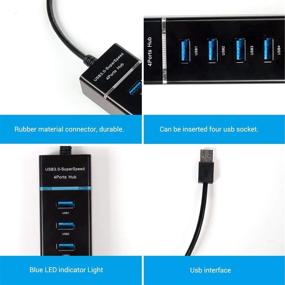 img 1 attached to 💻 Ultra Slim Portable Universal USB 3.0 Splitter Hub - 4 Ports SuperSpeed Adapter for PC, Computer, Notebook, USB Flash Drives, and More with LED Light Feature