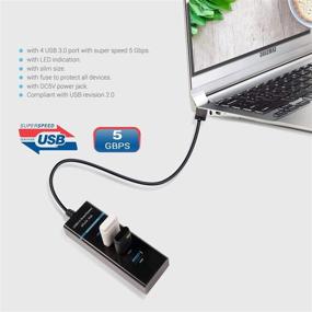 img 2 attached to 💻 Ultra Slim Portable Universal USB 3.0 Splitter Hub - 4 Ports SuperSpeed Adapter for PC, Computer, Notebook, USB Flash Drives, and More with LED Light Feature