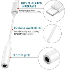 img 2 attached to 🎧 [Apple MFi Certified] 2 Pack Lightning to 3.5mm Headphone Jack Adapter for iPhone 11/Xs/XR/8P/8/7 - Earphones Dongle Converter Cord for Aux Cable Accessories