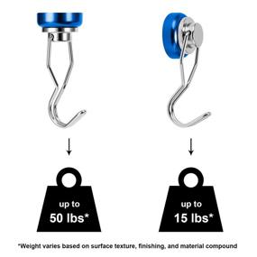 img 2 attached to Ant Mag Swivel Magnetic Hooks 50Lbs Heavy Duty Grill Magnet Hooks 4 Pack With Scratch Proof Stickers Great For Home Refrigerator Kitchen Store Grill BBQ Office Warehouse (Blue)