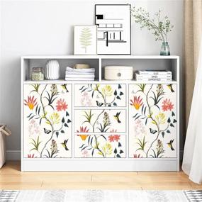 img 1 attached to Orainege Vintage Floral Wallpaper: Peel and Stick Flowers & Birds Removable 17.7x78.7in Floral Decorative Yellow Contact Paper Vinyl Butterfly Self-Adhesive Wall Paper