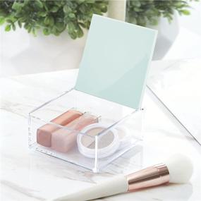 img 3 attached to 💄 mDesign Clear/Mint Plastic Mini Organizer Box for Bathroom Vanity, Countertops, Cabinet - Store Lipstick, Lip Gloss, Blush, Concealer, Jewelry - with Decorative Lid