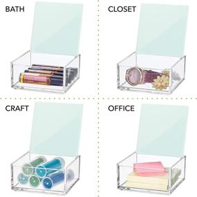 img 1 attached to 💄 mDesign Clear/Mint Plastic Mini Organizer Box for Bathroom Vanity, Countertops, Cabinet - Store Lipstick, Lip Gloss, Blush, Concealer, Jewelry - with Decorative Lid