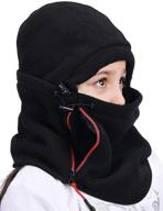 🏂 children's winter balaclava ski face mask with fleece neck warmer and zippered pocket logo