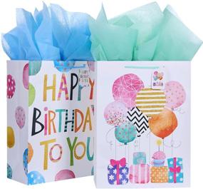 img 4 attached to 🎁 Set of 2 Extra Large 16.5" Gift Bags for Balloon Birthday Party with Tissue Paper