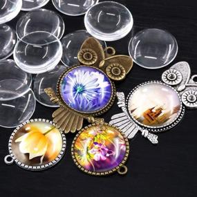 img 1 attached to 🦉 Swpeet 48Pcs Pendant Trays Kit: Owl and Tree Bezel with Glass Cabochons - Perfect for Photo Pendant Craft Jewelry Making