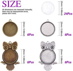 img 3 attached to 🦉 Swpeet 48Pcs Pendant Trays Kit: Owl and Tree Bezel with Glass Cabochons - Perfect for Photo Pendant Craft Jewelry Making