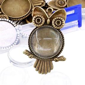 img 2 attached to 🦉 Swpeet 48Pcs Pendant Trays Kit: Owl and Tree Bezel with Glass Cabochons - Perfect for Photo Pendant Craft Jewelry Making