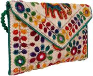 exquisite rajasthani jaipuri art sling bag: premium quality foldover clutch purse - expertly checked logo
