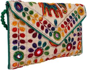 img 4 attached to Exquisite Rajasthani Jaipuri Art Sling Bag: Premium Quality Foldover Clutch Purse - Expertly Checked