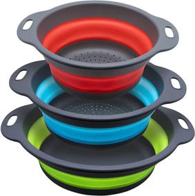 img 4 attached to 🍝 NEQUARE Collapsible Colander Set - Efficient Strainer for Pasta, Spaghetti, Fruits, and Vegetables - 3 Sizes - Folding Kitchen Tool, Mix Color