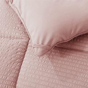 img 1 attached to 🛏️ Pink Queen Size Seersucker Quilted Comforter: Fluffy, All Season, Hypoallergenic & Machine Washable