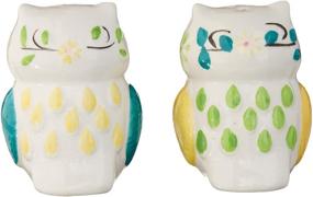 img 2 attached to 🦉 Floral Owl Salt & Pepper Shakers: Charming Hand-Painted Ceramic by Boston Warehouse