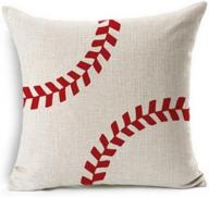 andreannie baseball design cotton linen beige throw pillow case cushion cover for home office decor, 18x18 inches square (living room, sofa, car) логотип